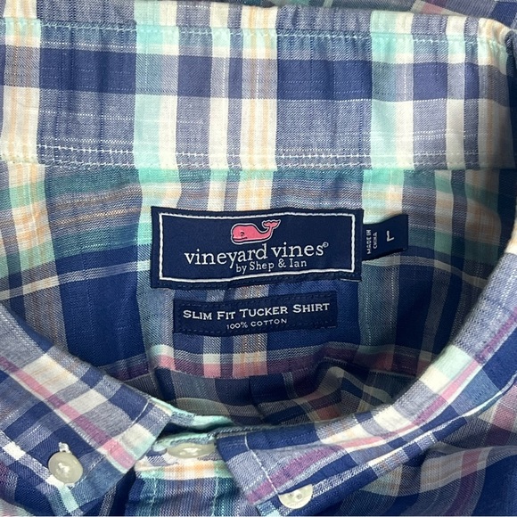 Vineyard Vines Plaid Slim Fit Tucker Shirt Size L - Picture 4 of 4